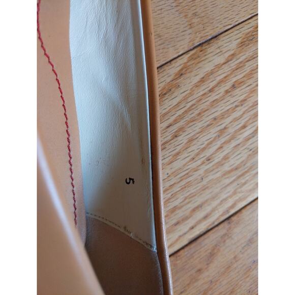 Tod's Tan Leather Driving Loafers Red Stitching Made Italy Size 5 Luxury - Picture 3 of 11